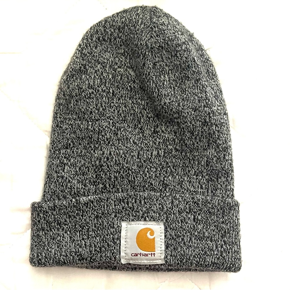 Carhartt Gray Knit Beanie with Gold Logo Patch!